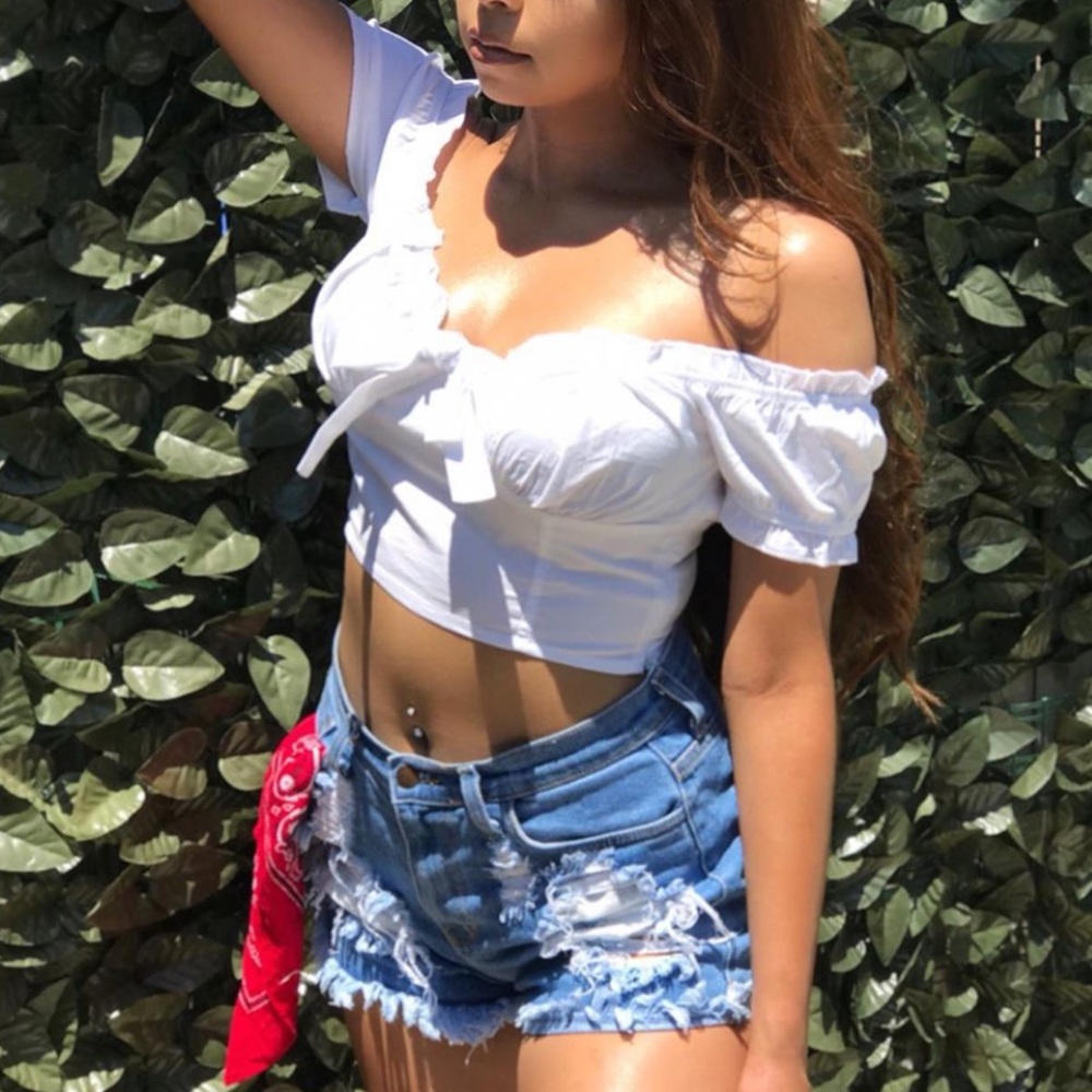 White crop tie top